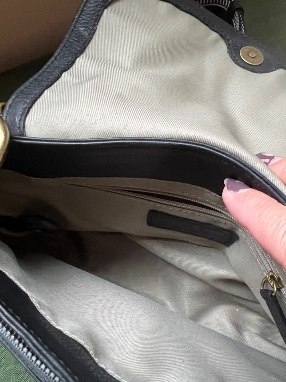 American Leather Co Black Leather Crossbody with Striped Canvas Strap - Picture 6 of 15